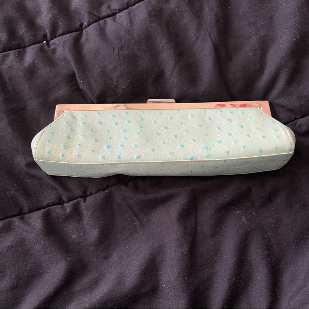 Rare Vintage Dooney & Bourke Mint  Green Ostrich Embossed Clutch!